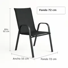 SPACE HOME - Silla Exterior Negra Metal y Textilene Resistente Reforzada Exterior