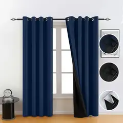 SUPERCENTER - 2 Paños Cortinas Blackout Engomado Térmica 140x240 Cm Azul