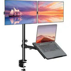 BLUEDREAMER - Soporte para monitor de doble pantalla soporte de escritorio para monitor extra alto