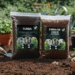 GENERICO - Pack Fibra de coco Fina 5 L+ Turba 5 Litros