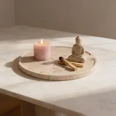 SANTU HOME & DECO - Bandeja de Piedra Puzzle Mármol Travertino Deco y Aperitivos