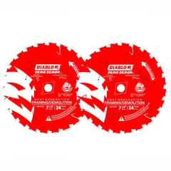 DIABLO - Pack 2 Discos 7 ¼ 24 Dientes Madera y Clavos