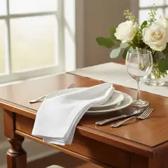 GENERICO - Pack de 4 servilletas de tela 30×30 cm Algodón extrasuave Blanco