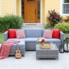 ELEMENT DESIGN - Juego de Living de Terraza Seccional 5 Piezas Marrón Lzquierdo