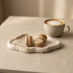 SANTU HOME & DECO - Bandeja de Piedra Irregular Cloud Travertino Mármol