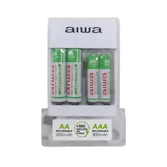 AIWA - Cargador De Pilas AA y AAA 4 Pilas