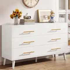 GENERICO - Blanco Cómoda de 6 cajones, cómoda con Tiradores de Metal