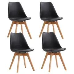 GENERICO - Pack 4 Sillas Tulip / Eames Acolchadas Estructura de la silla Negro