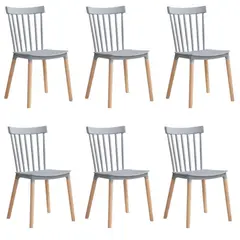 GENERICO - Pack 6 Sillas gris Retro Estilo Vintage Windsor