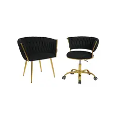 HABITA2 CHILE - Pack 2 sillas Queen Lite Manicurista base metal tapizado terciopelo