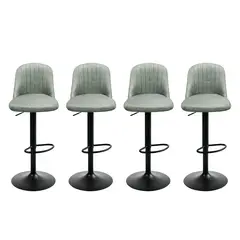 GLOBAL LATIN GROUP - Pack 4 Silla de Bar Moderna Regulable Asiento Tapizado y Base Metálica - Verde