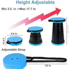 GENERICO - Taburete Plegable Silla Telescopica Silla Portatil Retraible AZUL