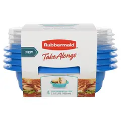 RUBBERMAID - Set 4 Contenedores Azul 669 Ml Herméticos