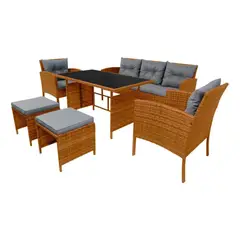 GENERICO - Juego terraza comedor 7 personas símil Ratan Beige Bighouse