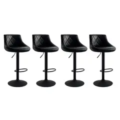 GLOBAL LATIN GROUP - Pack 4 Piso Bar taburete Base Negra Giratorio y Ajustable