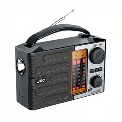 GENERAL - Radio Portátil emergencia Multibanda Retro FM AM Recargable USB MP3 con Linterna LED y Manilla Negro