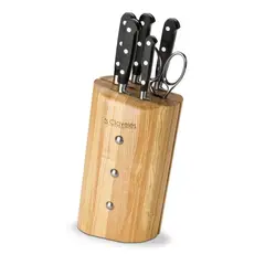 3 CLAVELES - Cuchillos Set 5 Pzas E Forge + Tijera Porta Cuchillo