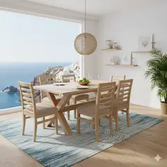 MUEBLES NATIVA - Comedor Cruz 6 sillas Venecia Beige