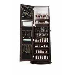 TODOK - Joyero Con Iluminación Y Espejo Giratorio De 360 Cafe