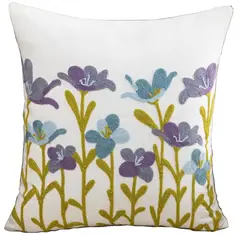 DECORACION CREATIVA - 1 Funda Bordado Lirio Lila Celeste