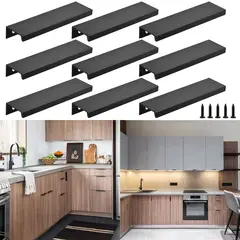 DEKANO - 10 Pcs Cajón Oculto Tiradores Mailla Negro 15cm Con Tornillo Negro