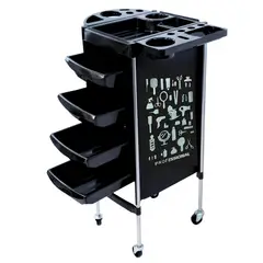 GENERICO - Carro Ayudante Organizador Multifuncional Peluquería Negro - Negro