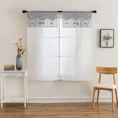 OKAY - Cortina De Cocina Tela Lino 2 Paños 60x150cm