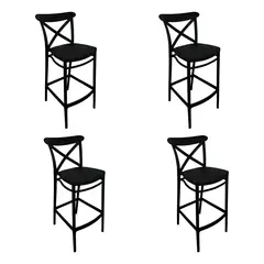 ALAIA HOME - Pack 4 Taburetes Bar Crossback Negra