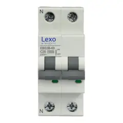 LEXO - Int Automatico Omnipolar 2x20A 10KA Curva C