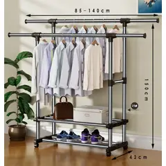 GENERICO - PERCHERO O ORGANIZADOR DE ROPA DOBLE BARRA AJUSTABLE DE ACERO INOXIDABLE TF