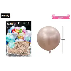 GENERICO - Globos de látex champagne cromados metalizados 28cm 20pcs