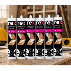REX - Silicona Adhesivo De Montaje 300 Ml. 6 Unidades