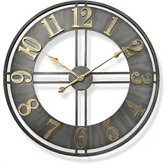 GENERICO - Reloj de Pared Grande Metálico Gris Estilo Industrial 60 cm