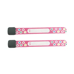 GENERICO - 2 Pulsera ID para niños reutilizable SOS - Magenta - Flores