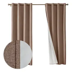 HD HOGAR SPA - Cortina Lino Con Blackout 100% Térmica Engomada 2 Paños