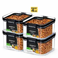SISTEMA - Contenedor Hermetico Ultra de 460 ml.- Pack 4 us. - Fabricado en Nueva Zelandia