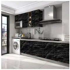 PASTELERIUSCL - 2 Papel Mural Pvc Autoadhesivo Papel Para Pared Marmol 10mts Negro papel para pared mural