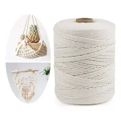 KINDA NICE - Cuerda Algodón Torcida Para Manualidad 3mmx500m Tejer Y Diy