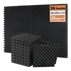 KUANGYE - 36 Paneles Acusticos Espuma Acústica, Aislante Acustico 30cm