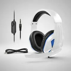 GENERICO - Audífonos Gaming Para P5 Cableado Auxiliar Con Micro Blanco Blanc