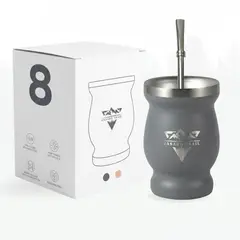 GENERICO - Vaso matero térmico 240 ml con bombilla acero inoxidable Gris Granito