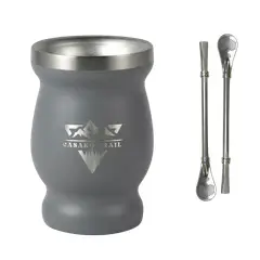 GENERICO - Vaso matero térmico 240 ml con 2 bombillas acero inoxidable Gris Granito