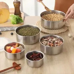 GENERICO - Juego de 5 Tuppers Acero Inoxidable con Tapa