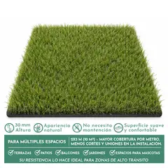 NOVAHUS - Pasto Sintético Elite Turf 30 mm 2x5 Metros 10m2