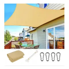 GENERICO - Toldo Vela 3x3m Beige Exterior Jardín Terraza Impermeable Protección UV FIGOIMPORT