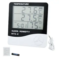 AIZO - Termómetro Higrómetro Digital Htc-2 Sonda Reloj+alarma