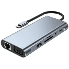 ATURE - Adaptador Hub 4k 11 En 1 Usb-c Multipuertos 1000mbps