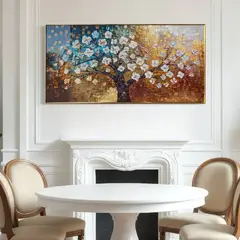 DEKAM DISEÑO - Cuadro Porcelana Diamantes arbol con flores 140x70 cms