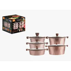 RAF - Set De Ollas Con Tapa Vidrio 5 Pcs Antiadherente R.80004