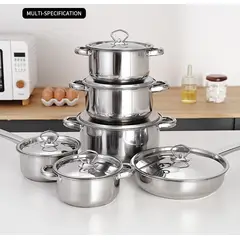 MOMO - Juego De Ollas Negras Mas Utensilios 15 Pcs Bateria